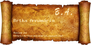 Brtka Annamária névjegykártya